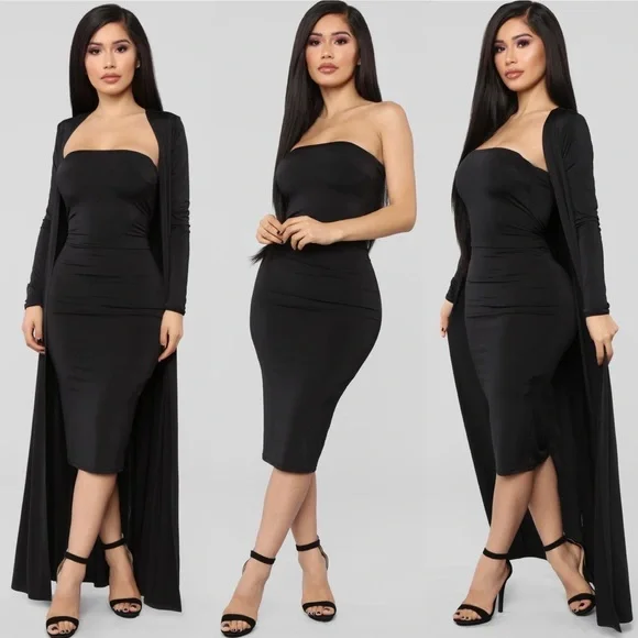Still Fallin For Him Dress Set - Black